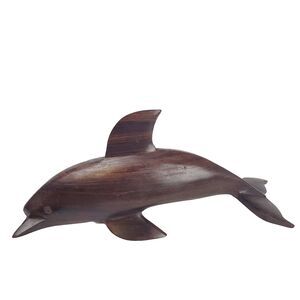 Vintage Ebony Dolphin Figurine Adult's Solid Wood Hand-Craved Home Decor Collect